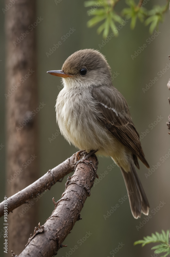 Eastern Wood Pewee Perched on a Branch Eastern Wood Pewee Perched on a Branch