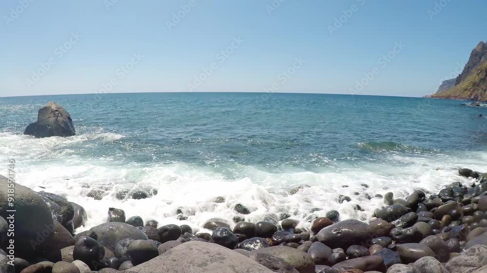 Atlantic waves crashing on the rock at Jardim do Mar, Madeira Atlantic waves crashing on the rock at Jardim do Mar, Madeira