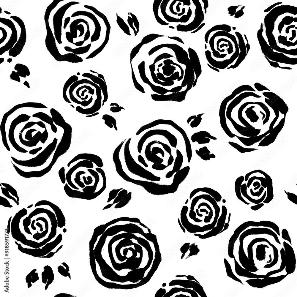 Ink roses seamless pattern Ink roses seamless pattern