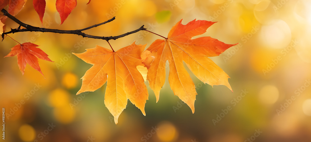 autumn leaves banner background with Bokeh autumn leaves banner background with Bokeh