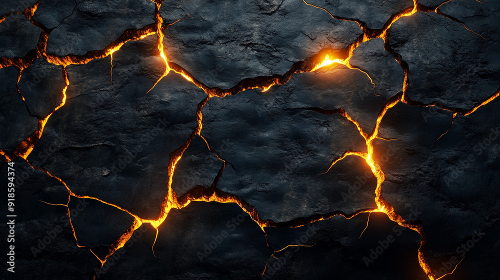 Abstract depiction of cracked earth with glowing lava Abstract depiction of cracked earth with glowing lava