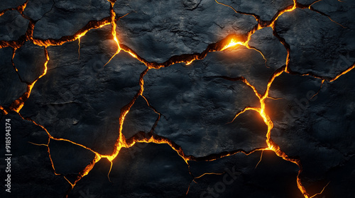 Abstract depiction of cracked earth with glowing lava