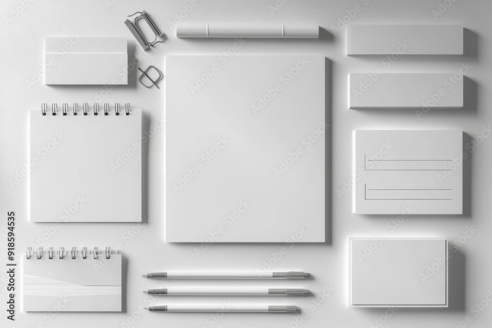 Realistic blank stationery set mockup isolated created with generative ai Realistic blank stationery set mockup isolated created with generative ai