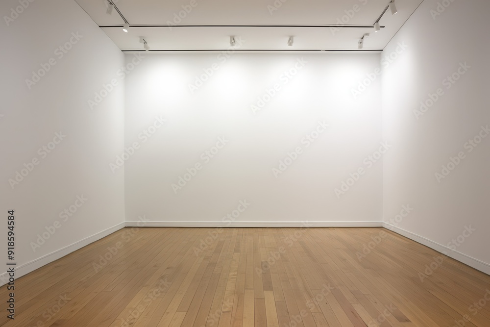 Blank white wall in an art gallery with wooden floor Blank white wall in an art gallery with wooden floor