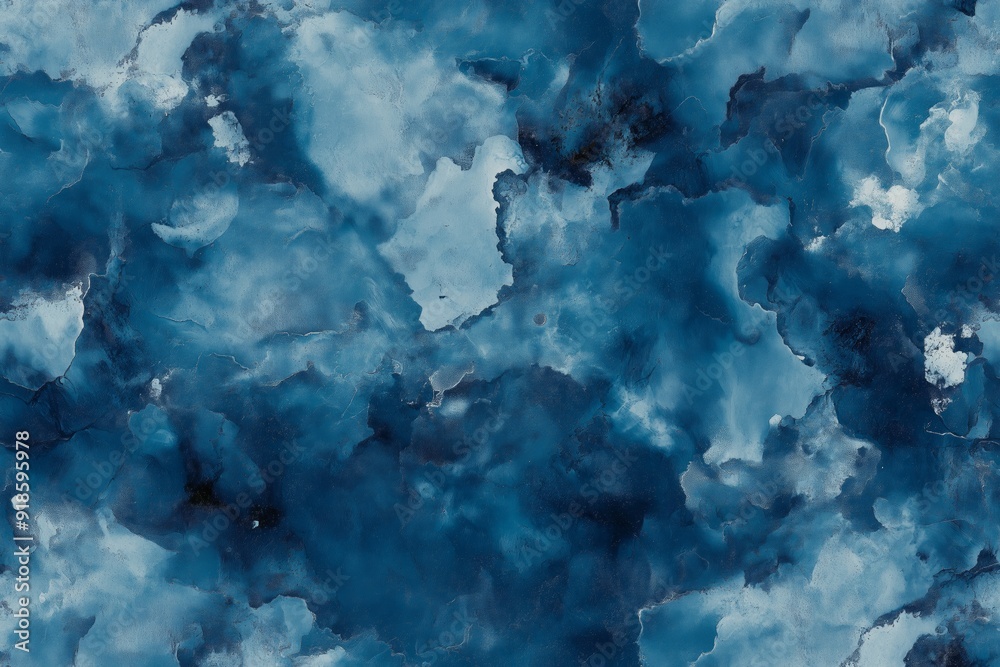 The image is a blue and white painting of a sky with clouds. The sky is filled with a variety of different shades of blue, creating a sense of depth and movement The image is a blue and white painting of a sky with clouds. The sky is filled with a variety of different shades of blue, creating a sense of depth and movement