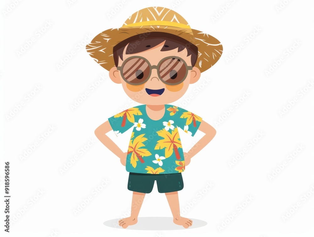 Character in beach attire enjoying summer vibes Character in beach attire enjoying summer vibes