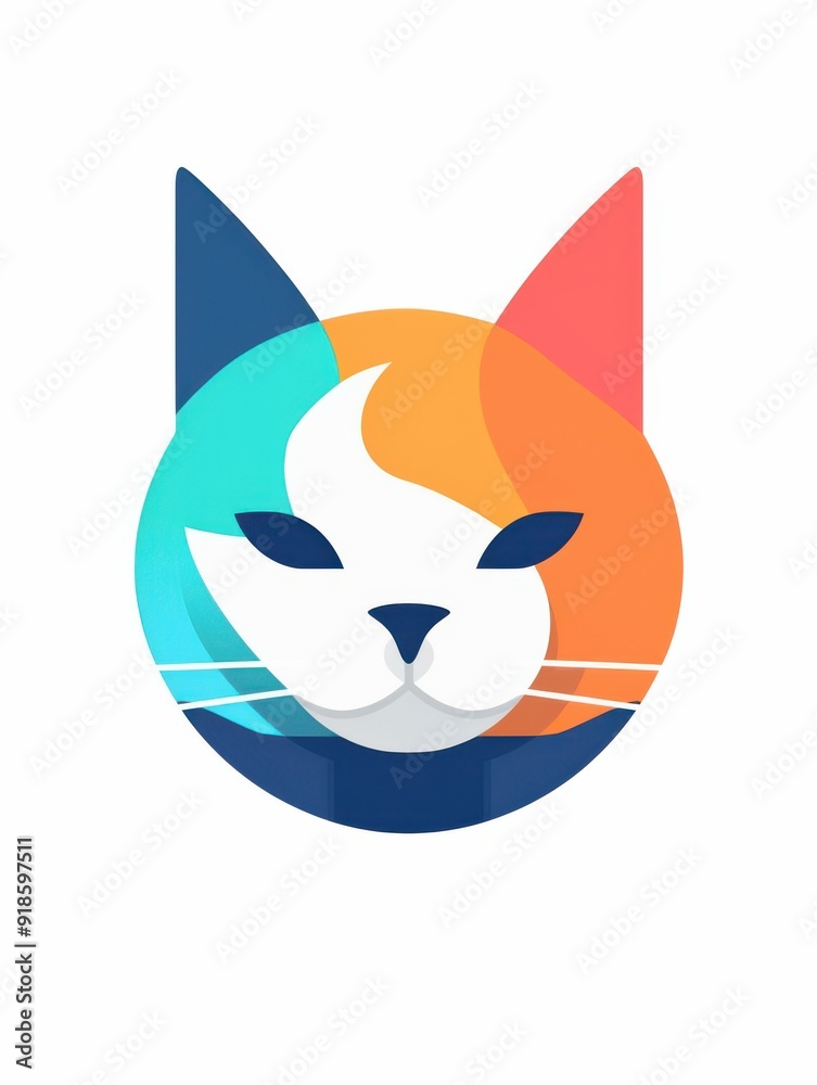 Flat vector cat logo design on white background Flat vector cat logo design on white background