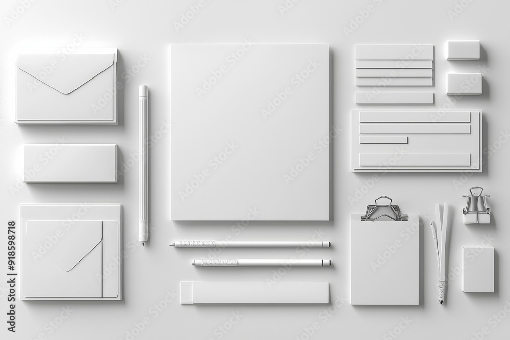 Realistic blank stationery set mockup isolated created with generative ai Realistic blank stationery set mockup isolated created with generative ai
