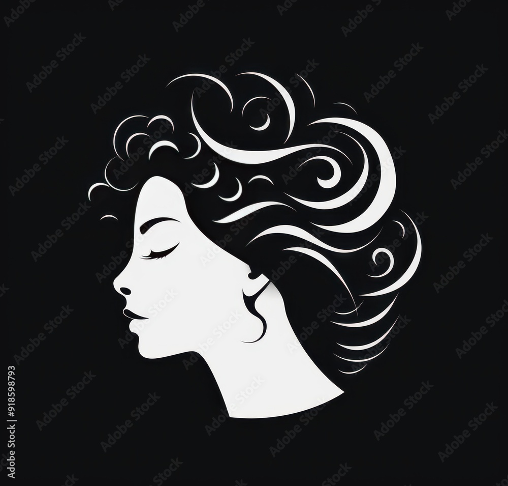 Unique hairdresser logo design featuring stylish profile Unique hairdresser logo design featuring stylish profile