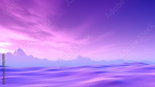 Serene purple landscape with gentle waves at sunset