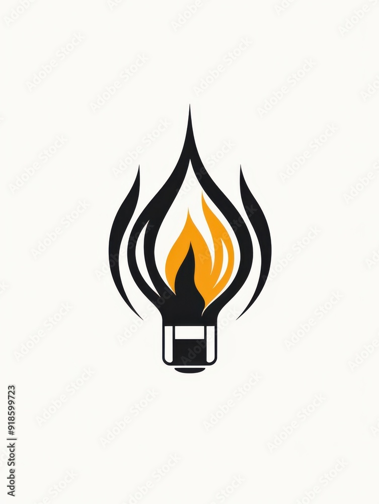 Minimalistic microphone and fire logo design concept
