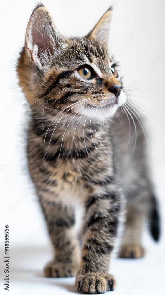Playful tabby kitten exploring a bright indoor space Playful tabby kitten exploring a bright indoor space