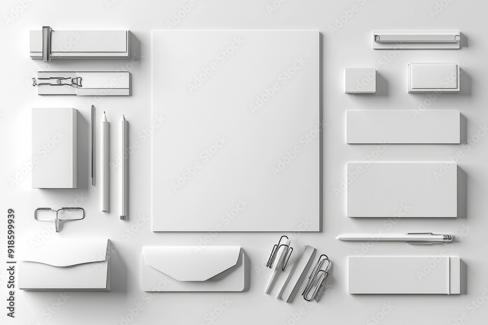 Realistic blank stationery set mockup isolated created with generative ai Realistic blank stationery set mockup isolated created with generative ai