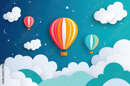 Wallpaper Mural Hot Air Balloons Night Sky. Torontodigital.ca