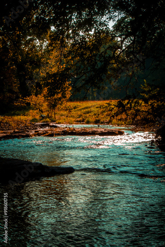 sunset over the river