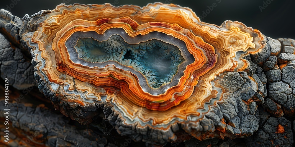 Vivid agate stone cross-section with intricate patterns and rich textures. Vivid agate stone cross-section with intricate patterns and rich textures.