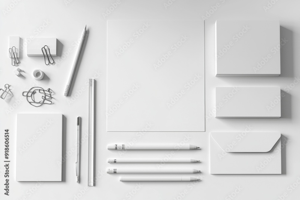 Realistic blank stationery set mockup isolated created with generative ai Realistic blank stationery set mockup isolated created with generative ai