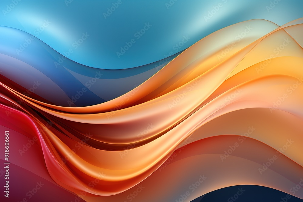 Abstract background with vibrant, flowing waves in blue, orange, and red hues. Abstract background with vibrant, flowing waves in blue, orange, and red hues.