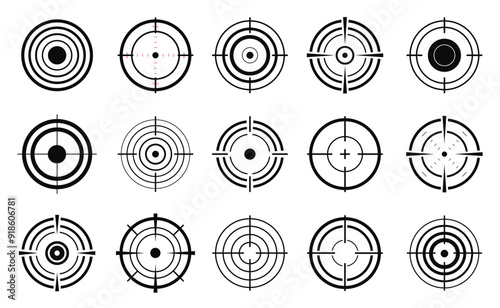Black target icons. Sniper symbol, crosshair and aim sign. Vector illustration EPS10