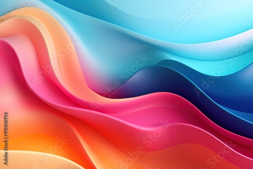 Abstract background with vibrant, flowing waves in red, pink, orange, blue and purple shades.