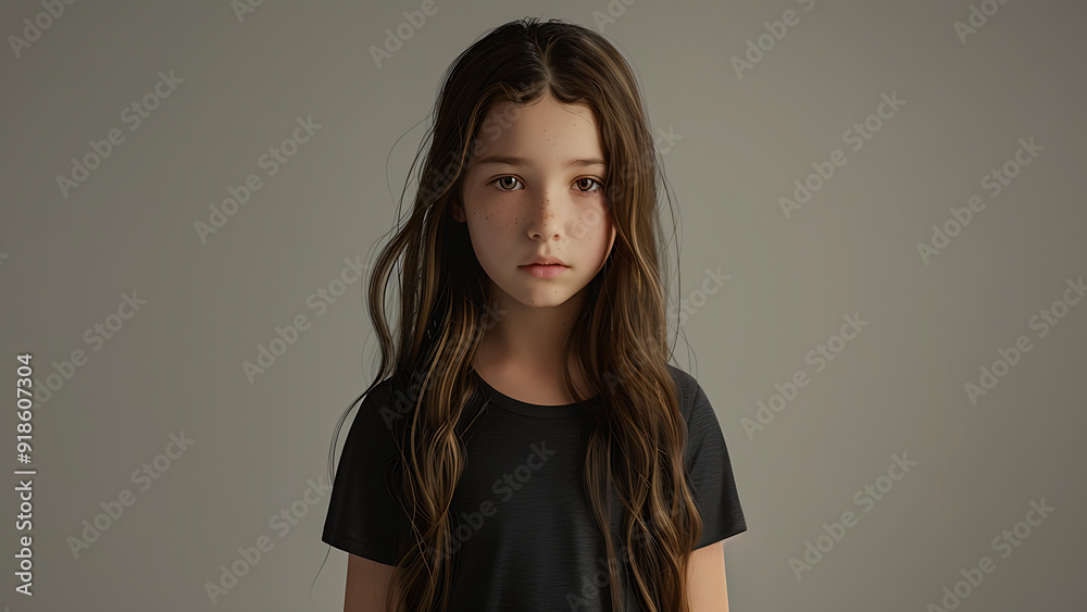 Fototapeta premium Young woman with intense gaze in soft light