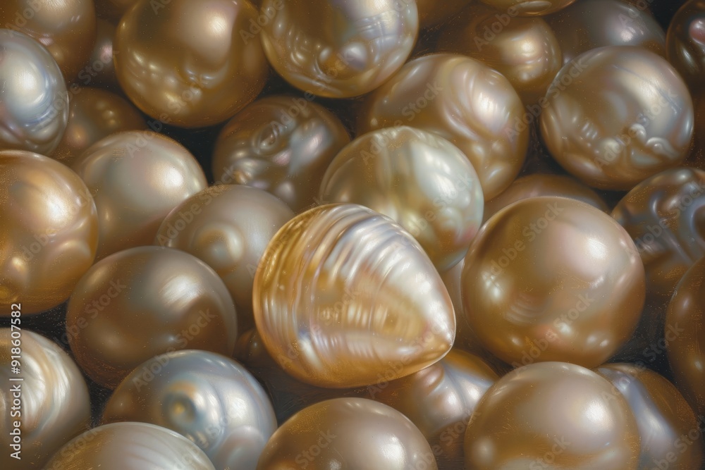 painting of bunch of pearls on table, Depiction of misshapen pearl lying among collection of round, perfect pearls showcasing its unique beauty painting of bunch of pearls on table, Depiction of misshapen pearl lying among collection of round, perfect pearls showcasing its unique beauty