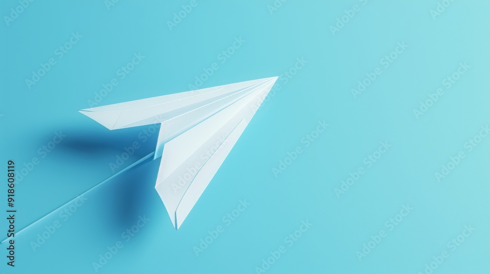Whimsical White Paper Airplane Minimalist 3D Illustration of Childhood Dreams in Pastel Blue Sky Peaceful and Tranquil Design for Creativity and Inspiration Whimsical White Paper Airplane Minimalist 3D Illustration of Childhood Dreams in Pastel Blue Sky Peaceful and Tranquil Design for Creativity and Inspiration