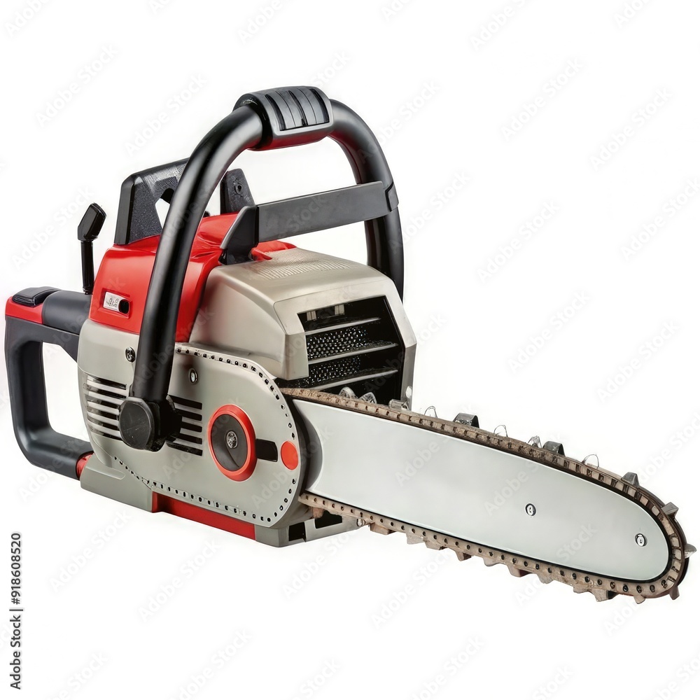 A powerful chainsaw resting on a sturdy surface, showcasing its steel blade and ergonomic design for efficient tree cutting and gardening tasks. Generative AI A powerful chainsaw resting on a sturdy surface, showcasing its steel blade and ergonomic design for efficient tree cutting and gardening tasks. Generative AI