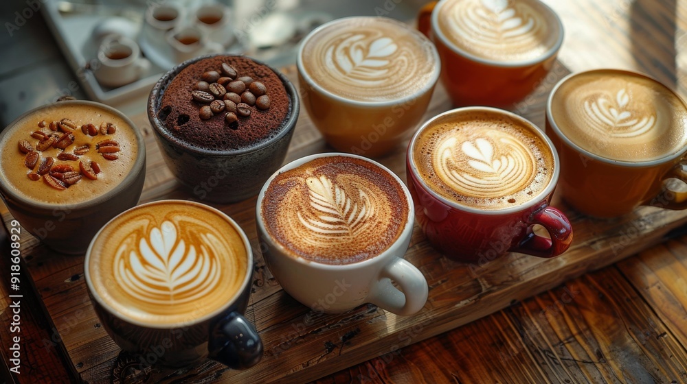 Variety of coffee drinks - generative ai