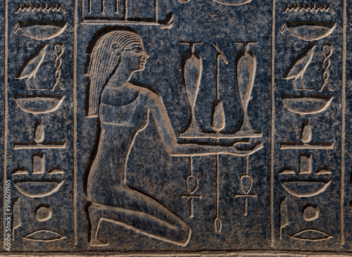 Cuadro en lienzo wall reliefs represents offering of wine in the Temple of Karnak
