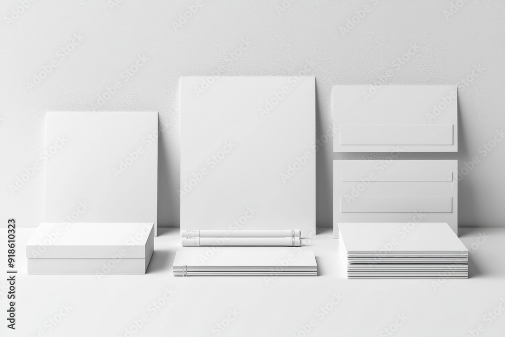 Realistic blank stationery set mockup isolated created with generative ai Realistic blank stationery set mockup isolated created with generative ai