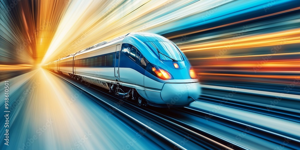 Dynamic image of a fast-moving train with motion blur, ideal for travel and technology-themed projects Dynamic image of a fast-moving train with motion blur, ideal for travel and technology-themed projects