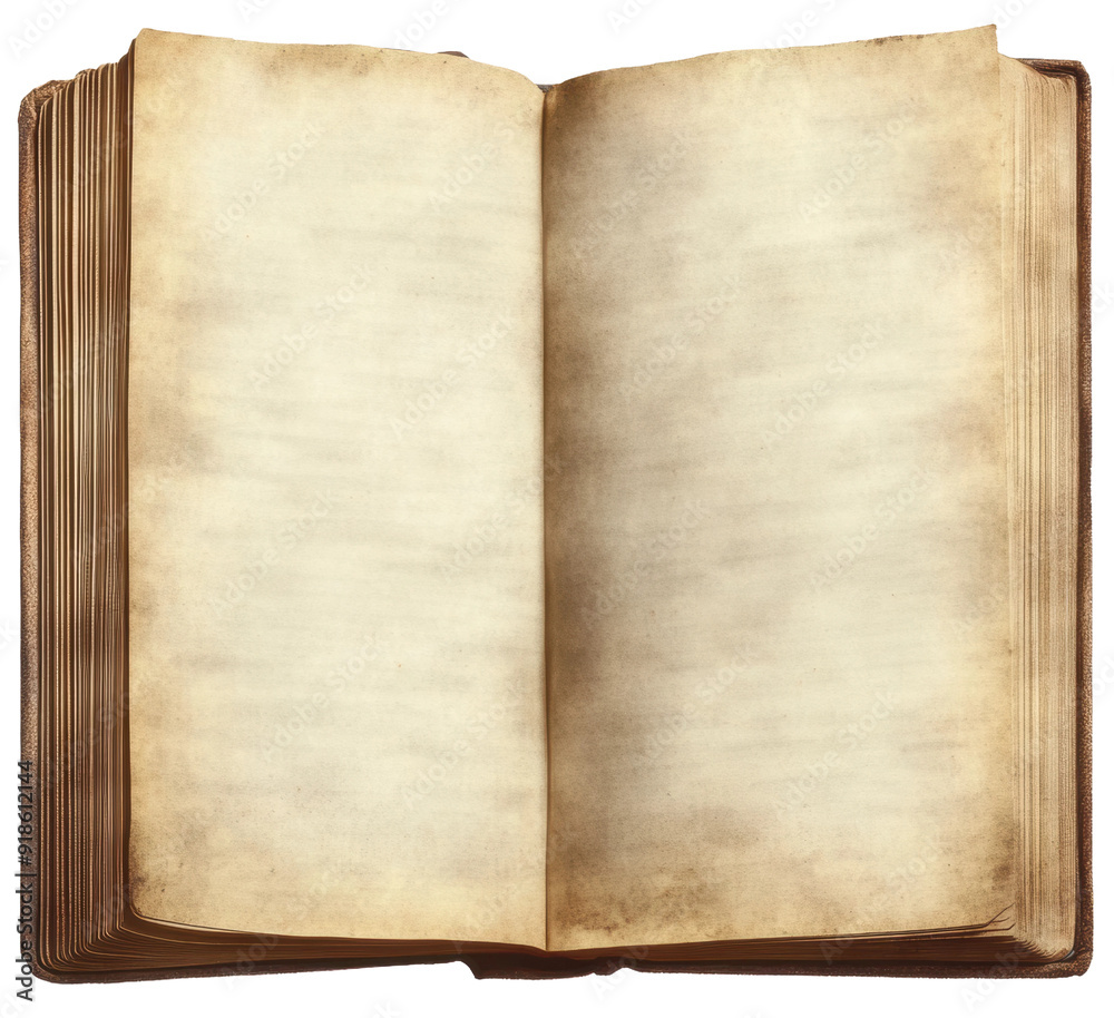 Obraz premium Open vintage book, cut out - stock png.