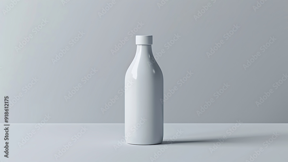 Clean Minimalist White Bottle on Bright Background