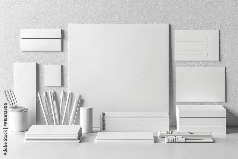 Realistic blank stationery set mockup isolated created with generative ai Realistic blank stationery set mockup isolated created with generative ai
