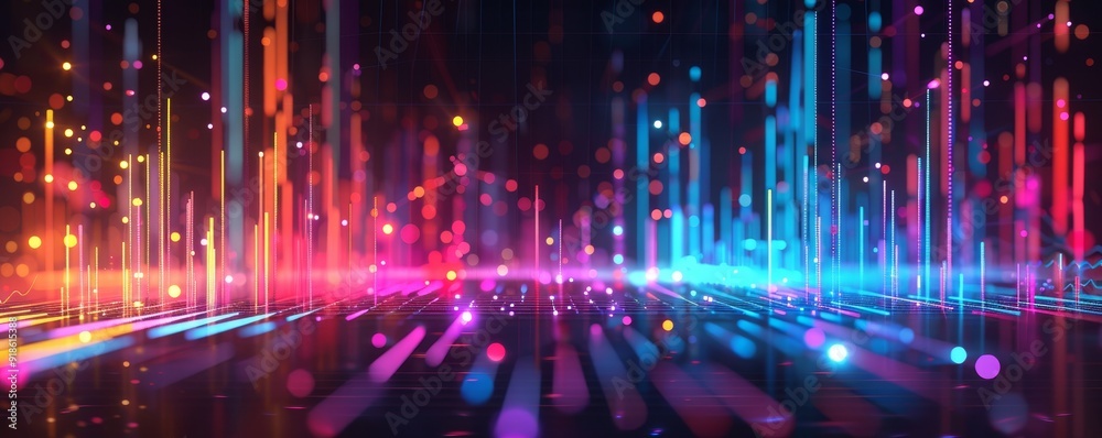 Neon Glow Dynamic Digital Chart with Vibrant Colors and Abstract Elements Neon Glow Dynamic Digital Chart with Vibrant Colors and Abstract Elements