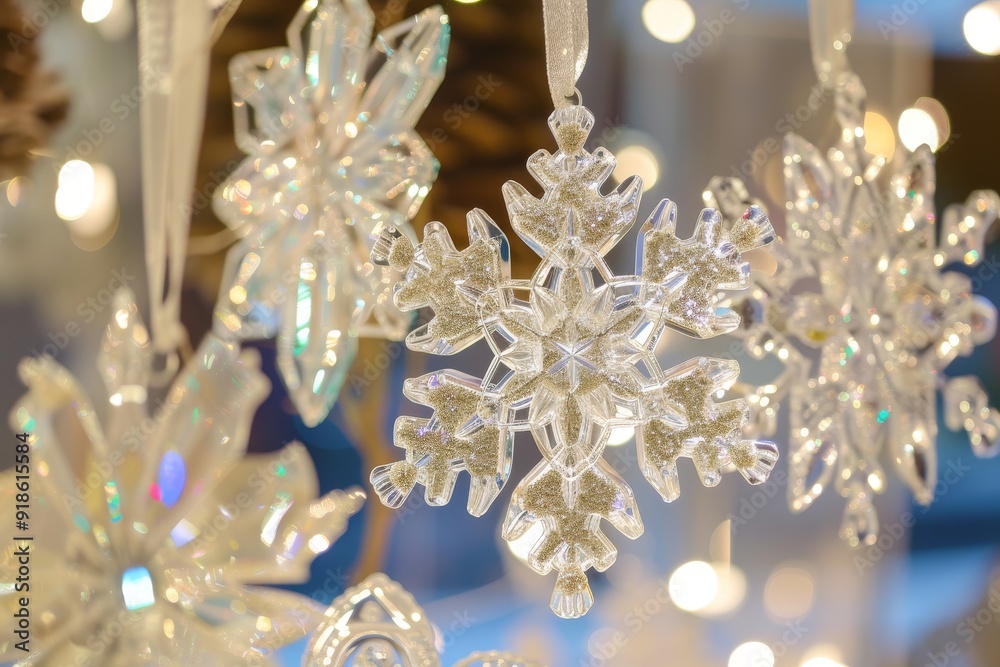 bunch of snowflakes are on table, Sparkling snowflakes Delicate snowflakes with intricate designs