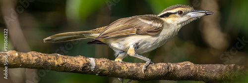 Collared Puffbird Bucco capensis perched on a branch in the Amazon rainforest also called Arirambadecolarinho photo