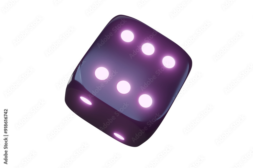 Casino gambling game dice. Iridescent dice with neon colors. Purple dice. 3d render Casino gambling game dice. Iridescent dice with neon colors. Purple dice. 3d render