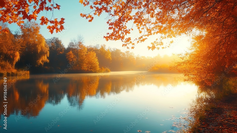 Tranquil Lake Nature Scene: Serene Waters Surrounded by Lush Greenery Tranquil Lake Nature Scene: Serene Waters Surrounded by Lush Greenery
