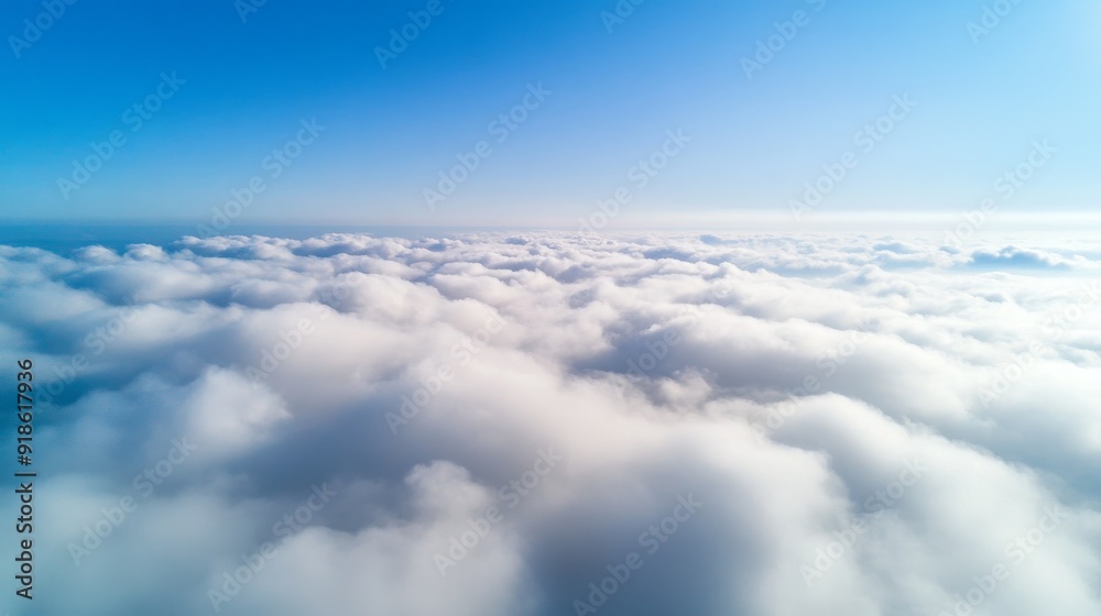 A view of a bright blue sky with fluffy white clouds that look like a soft cotton ball blanket. A view of a bright blue sky with fluffy white clouds that look like a soft cotton ball blanket.