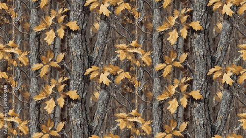 Realistic Camo Style Design Featuring Trees in Light Browns and Grays for Outdoor Environments. Seamless Repeatable Background