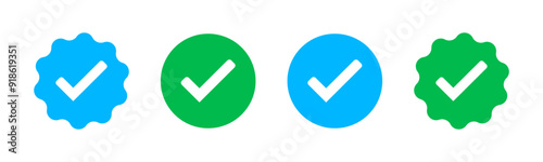 verified badge icon approved tick button set certificate badge quality certify icon account verification checkmark social media vector illustration