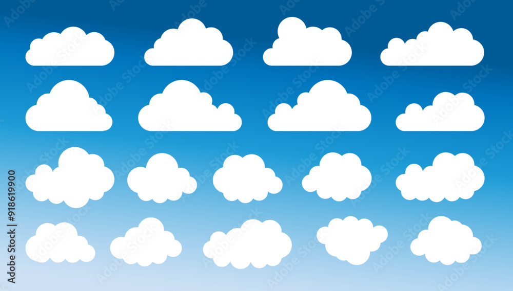 Set of cartoon cloud in a flat design. White cloud. Vector Set of cartoon cloud in a flat design. White cloud. Vector