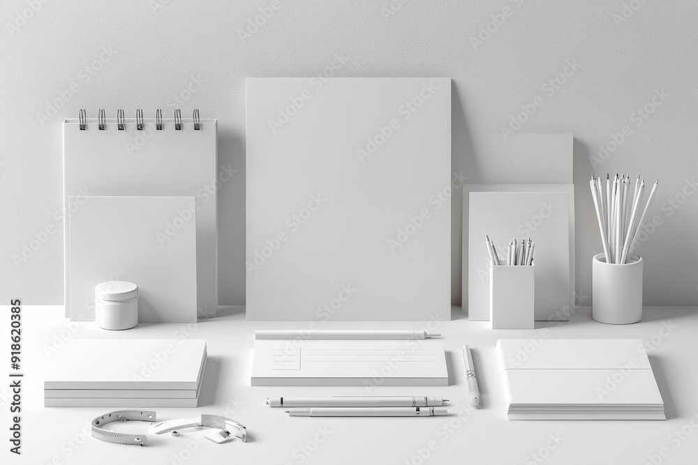Realistic blank stationery set mockup isolated created with generative ai Realistic blank stationery set mockup isolated created with generative ai