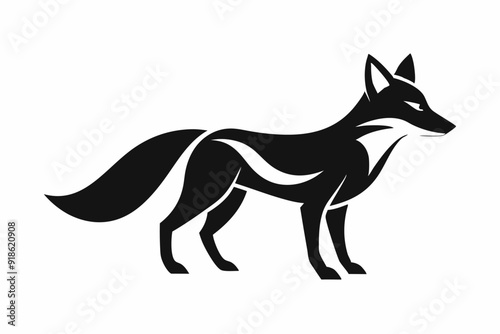 Endangered San Joaquin Kit Fox Vector Illustration - Geometric, Kawaii Cartoon Mascot, Silhouette Art photo