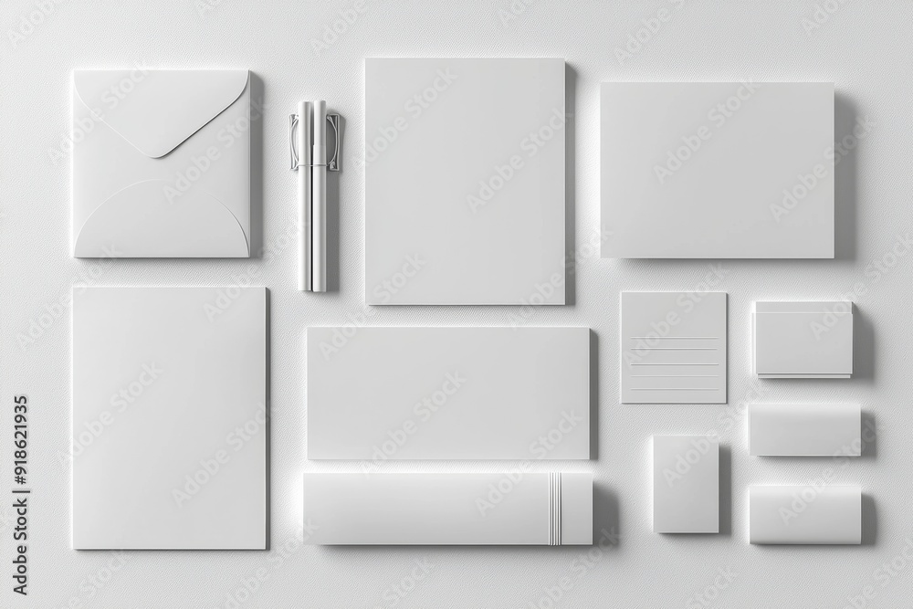 Realistic blank stationery set mockup isolated created with generative ai Realistic blank stationery set mockup isolated created with generative ai