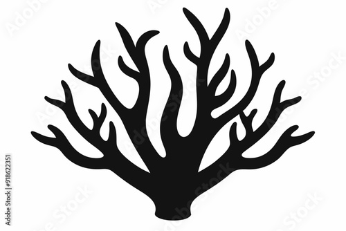 Endangered Staghorn Coral Silhouette - Abstract Geometric Line Art, Kawaii Mascot Logo, Cute Animal Vector Illustration, Clipart