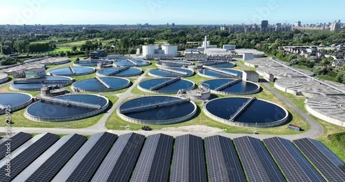 Waste water treatment plant, Harnaschpolder, The Netherlands, aerial video.