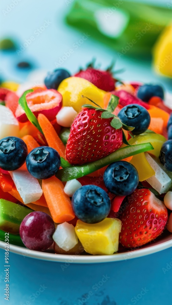 A bowl of a plate filled with fruit and vegetables, AI A bowl of a plate filled with fruit and vegetables, AI